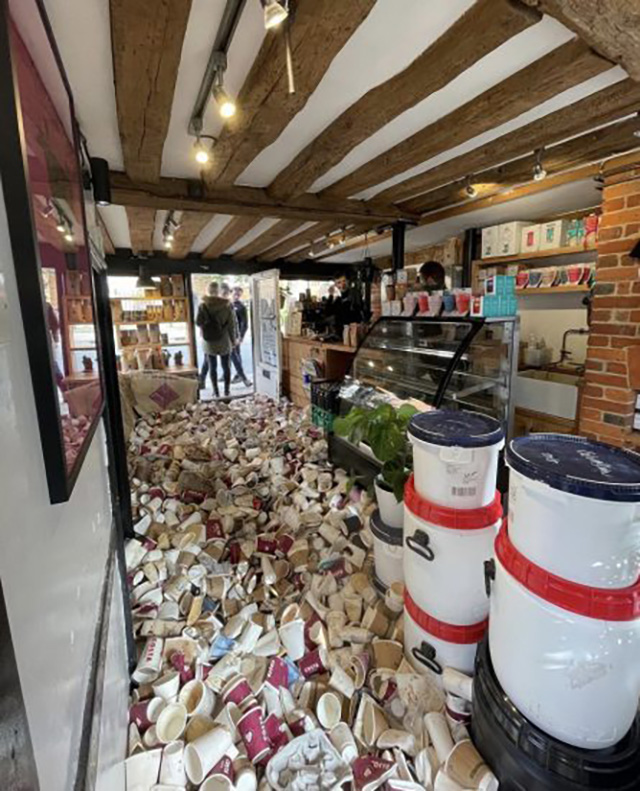 Coffee Shop With Coffee Cup Waste